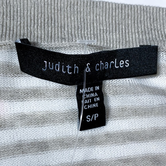 Judith & Charles Linen Poppy Stripe Sweater Top in Grey Taupe - Picture 7 of 11